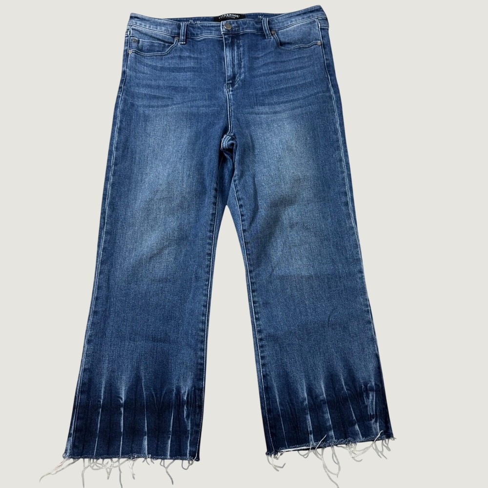 Liverpool Los Angeles The Crop Flare Jeans rare tie dye Frayed Hem Size 14